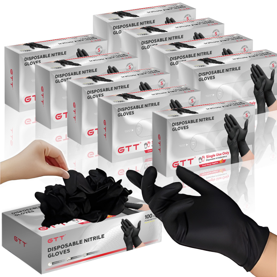 Exam Glove Nitrile - 100-1000枚入り ニトリル検査用手袋 ブラック バルク、4ミル、ラテックスフリー パウダーフリー 使い捨て手袋、調理用手袋、ラテックスフリー、Po
