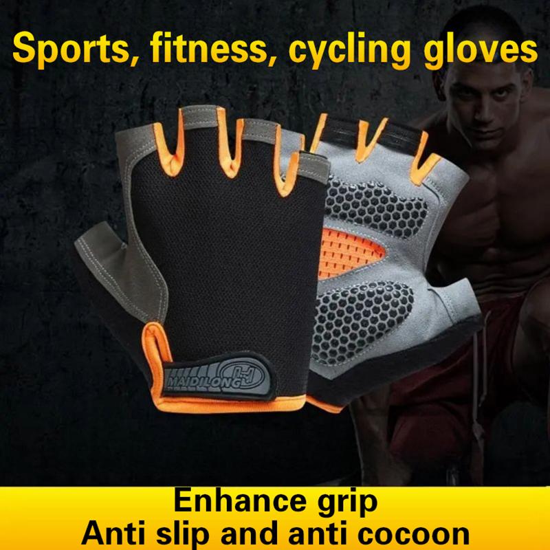 Fingerless Glove Knit - 卸売ハーフフィンガーサイクリンググローブ男性女性滑り止め衝撃吸収通気性夏用自転車フィンガーレススポーツジムトレーニングバイク