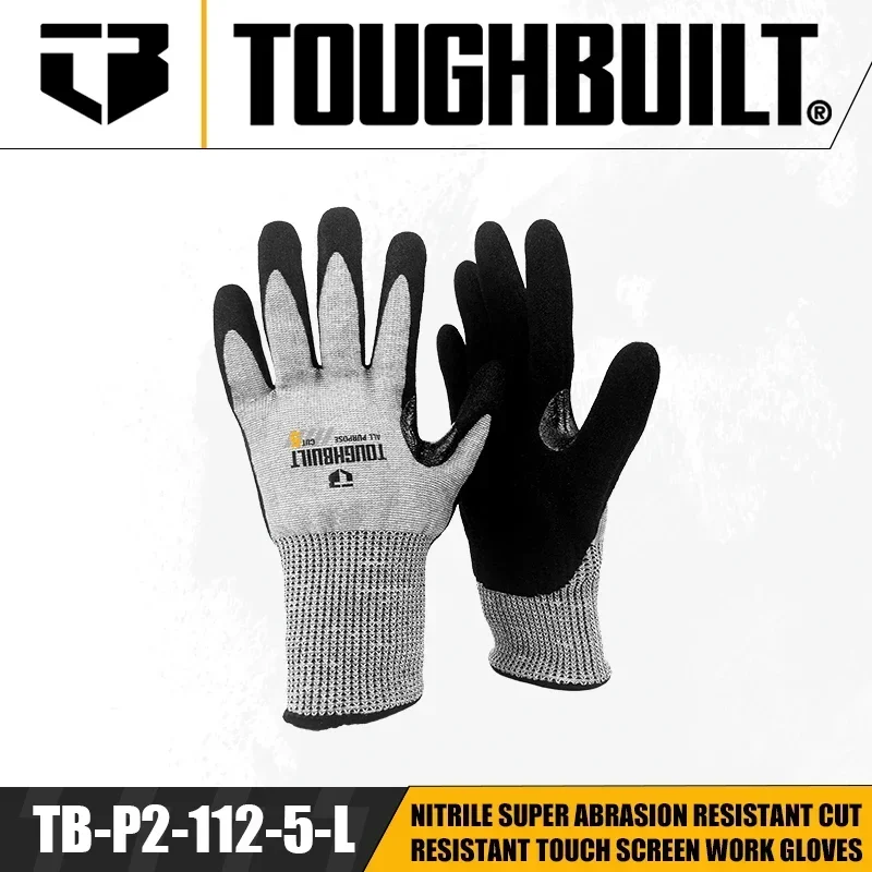 Nitrile Mechanic Glove - TOUGHBUILT TB-P2-112-5-L/S/M ニトリル製 超耐摩耗性 耐切創性 タッチスクリーン対応