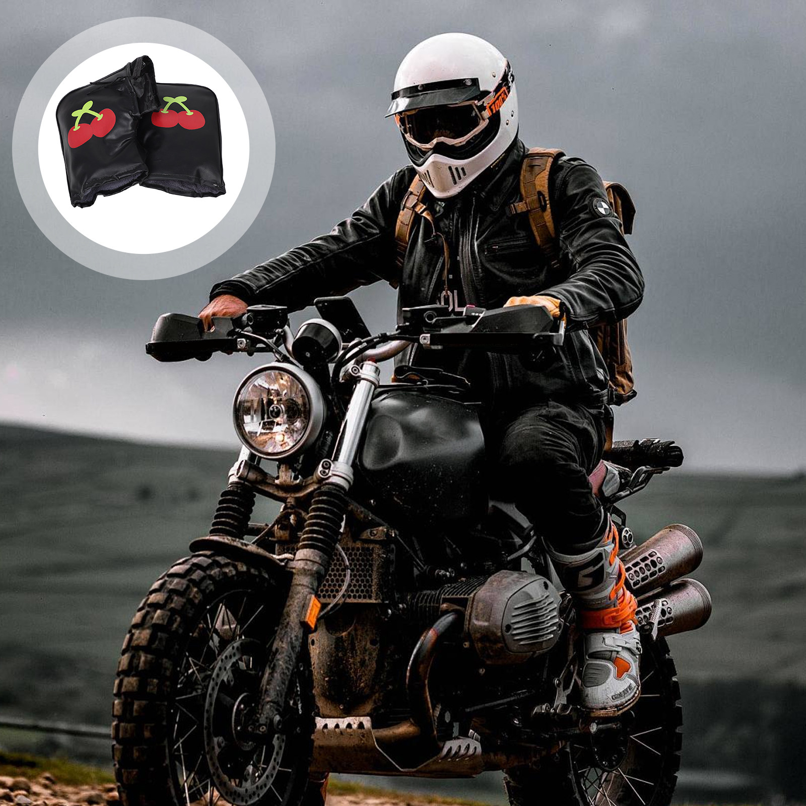 Winter Glove Insulated - 1組の断熱防風防水バイクハンドルバーグローブ、冬用ハンドマフ、スクーター、ATV、スノーモービル、バイク、アウトドア用