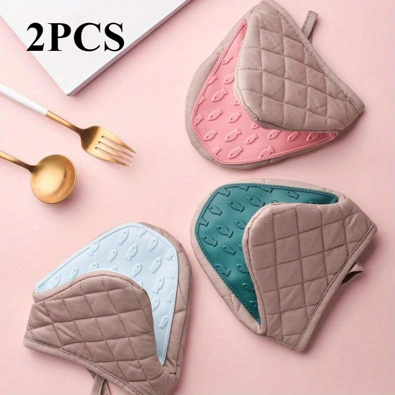 Oven Mitt Silicone - 2個入りシリコンパッド | 人間工学に基づいたグリップ、滑り止めキッチンマット、鍋や平底鍋に適しています、オーブンミット、バーベキューグローブ