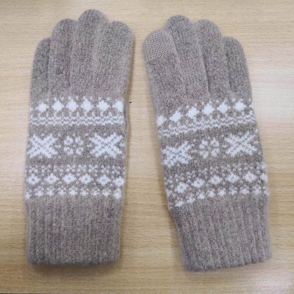 Winter Glove Insulated - タッチスクリーン ‌ フルフィンガーニットグローブ、断熱性のある厚手のフリースニットグローブ、暖かい冬用クリスマスジャカードグローブ ‌ ‌ 学生