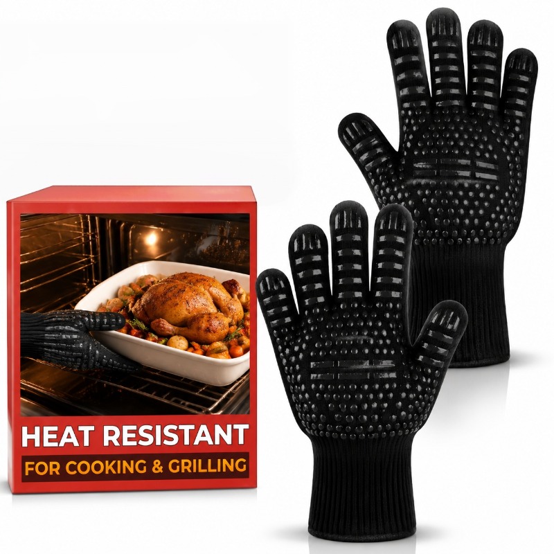 Oven Mitt Silicone - 1個/1組のバーベキューグローブ、高温オーブングローブ、耐火性滑り止めシリコンバーベキューグローブ、バーベキュー調理に使用されます。