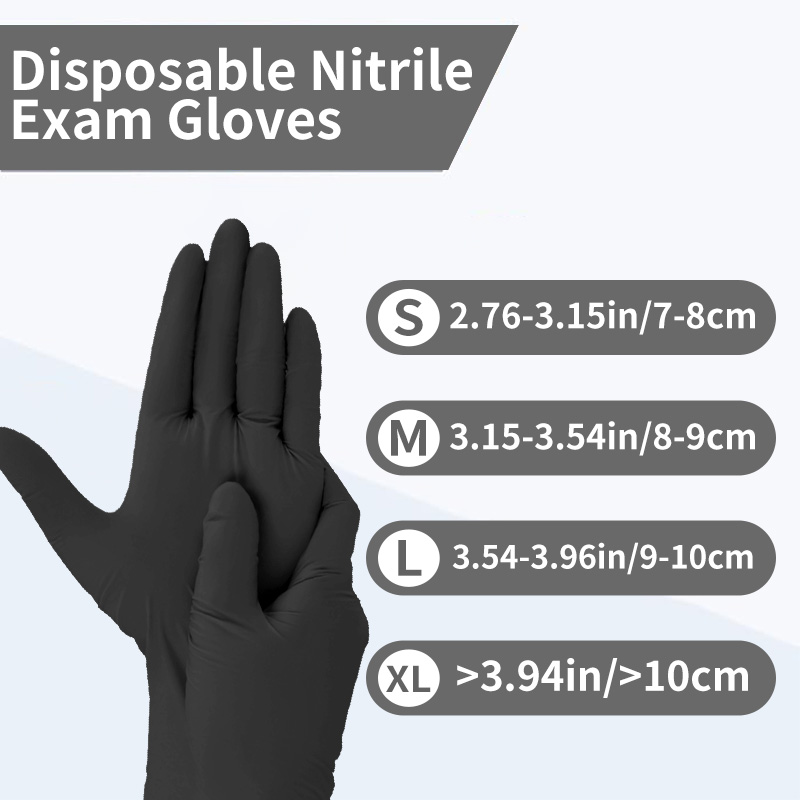 100-1000枚入り ニトリル検査用手袋 ブラック バルク - Exam Glove Nitrile のレビューと価格