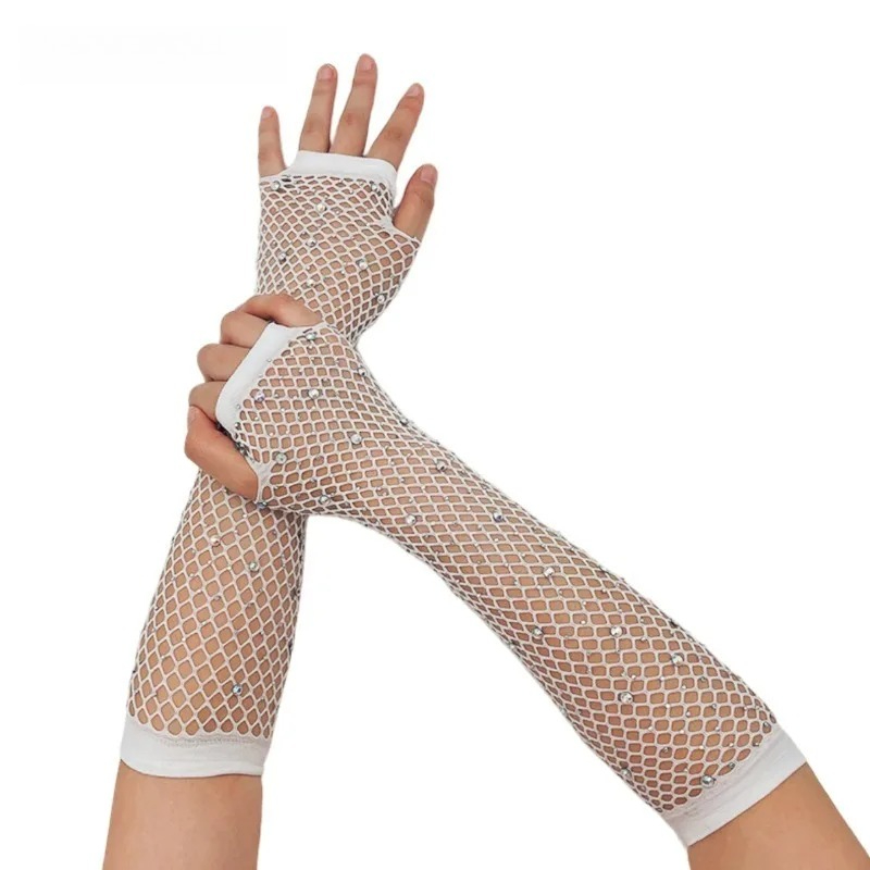 結婚式通気性フィンガーレス手袋網タイツスリーブ女性のための  - Fingerless Glove Knit のレビューと価格