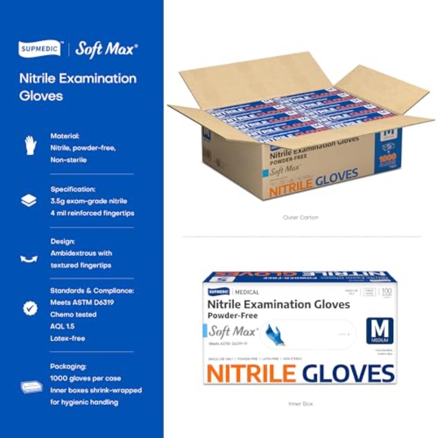 メディカルソフトマックス ™   ニトリル検査用手袋、100 - Exam Glove Nitrile のレビューと価格