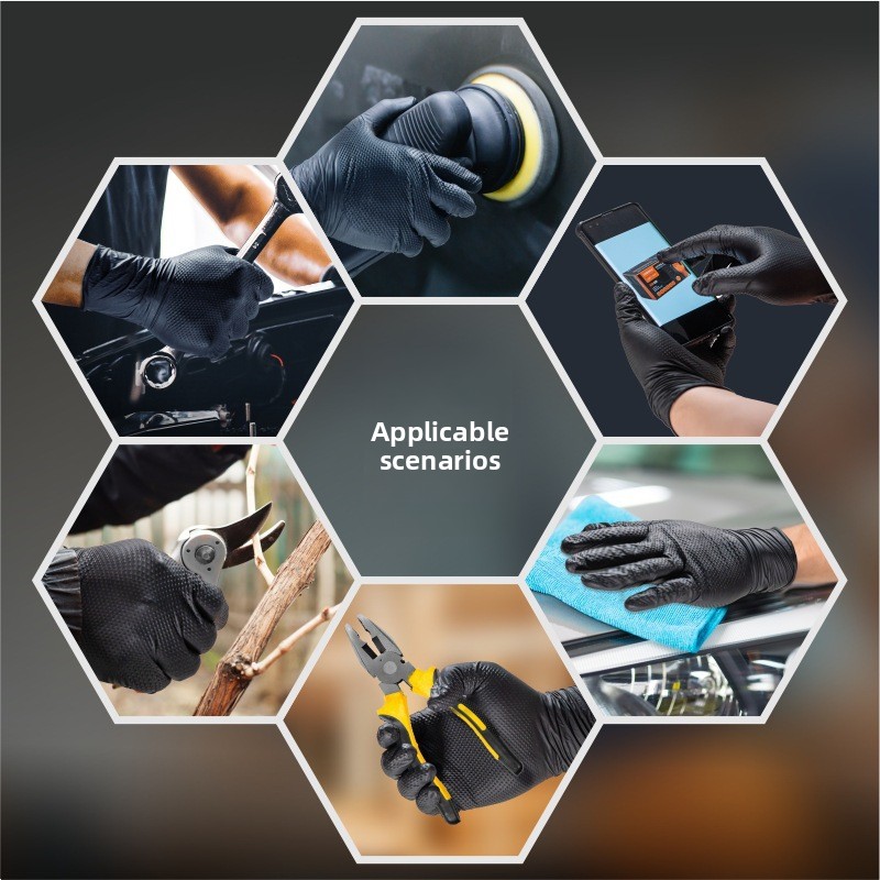 ヘビーデューティーダイヤモンドパターンニトリルグローブ 厚手 - Nitrile Mechanic Glove のレビューと価格