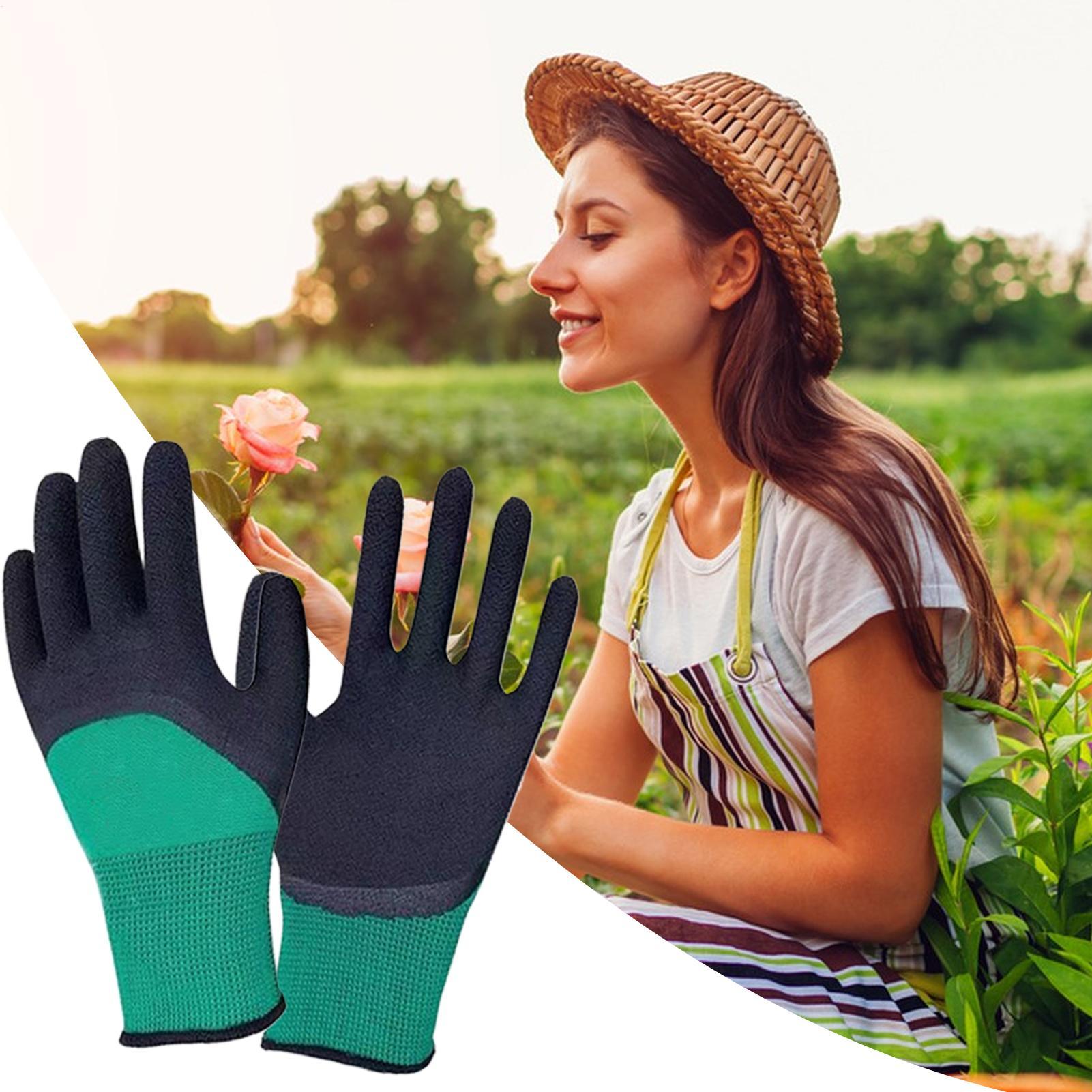 1 ペアの園芸用手袋ゴム製防水園芸用手袋野菜花植物園芸用滑り - Gardening Glove Waterproof のレビューと価格