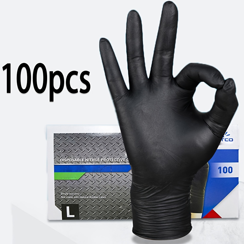黒の使い捨てニトリル手袋、厚手で耐久性のある家庭用清掃用手袋 - Nitrile Mechanic Glove のレビューと価格