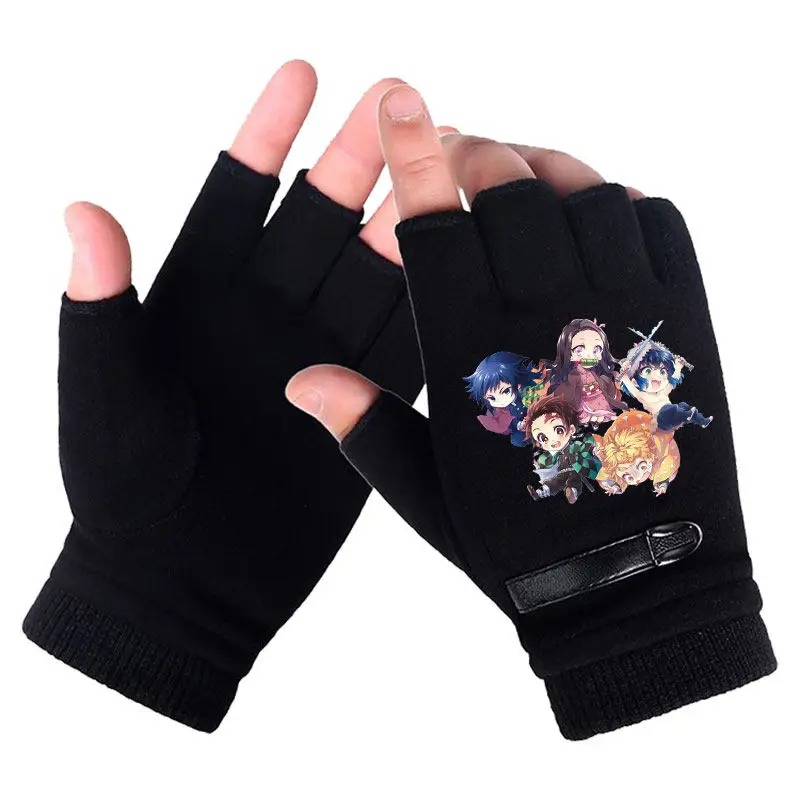 アニメデーモンスレイヤー学生ハーフフィンガーグローブ新しい冬 - Fingerless Glove Knit のレビューと価格