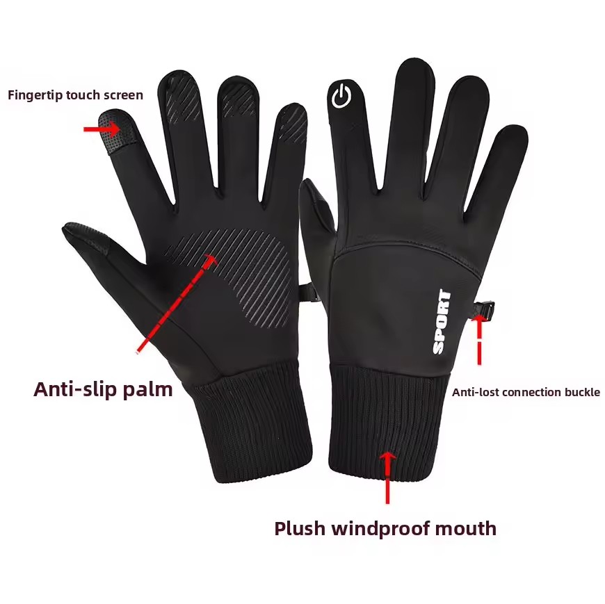 黒色の冬用暖かいフルフィンガー防水サイクリングアウトドアスポ - Ski Glove Waterproof のレビューと価格