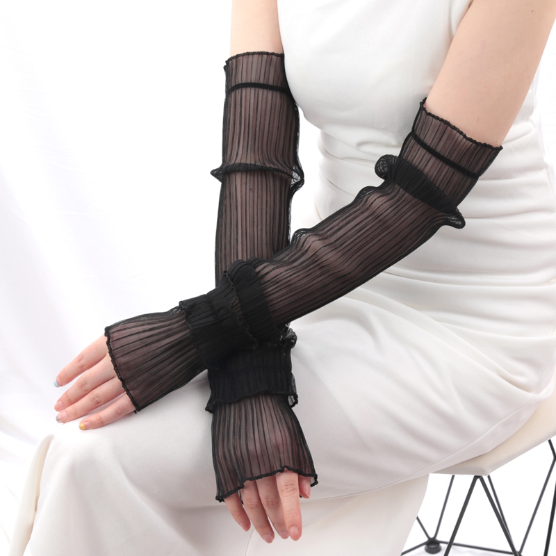 1 ペアアイスシルク長袖日焼け防止アームカバー女性カフクール - Fingerless Glove Knit のレビューと価格