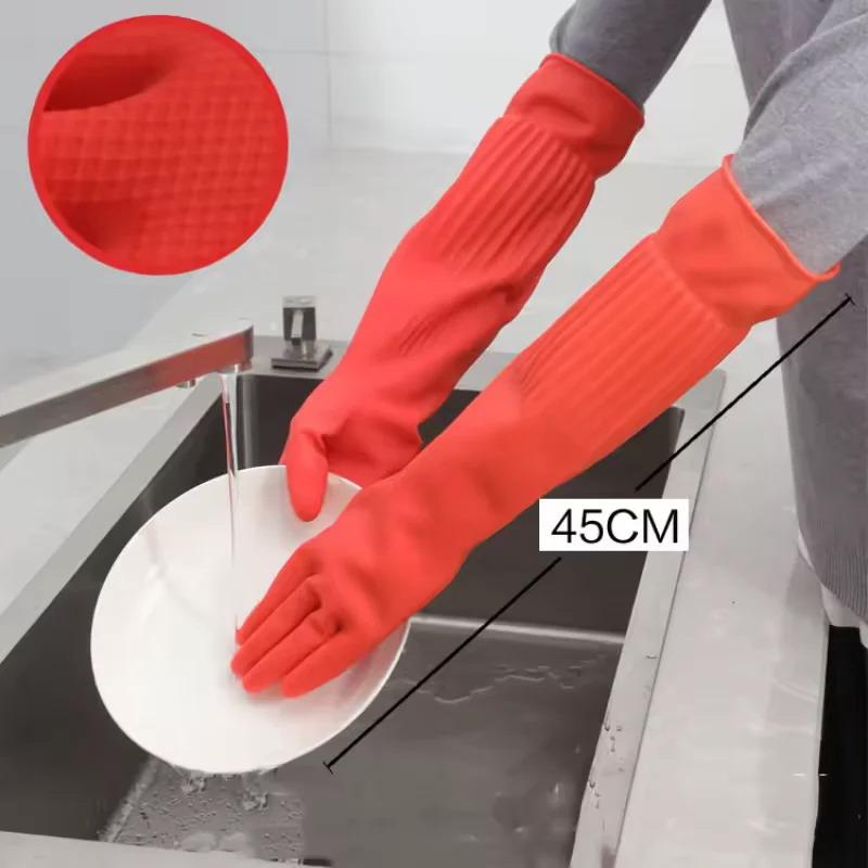 長持ちする再利用可能なゴム製食器洗い用手袋、滑り止め家庭用掃 - Rubber Glove Cleaning のレビューと価格