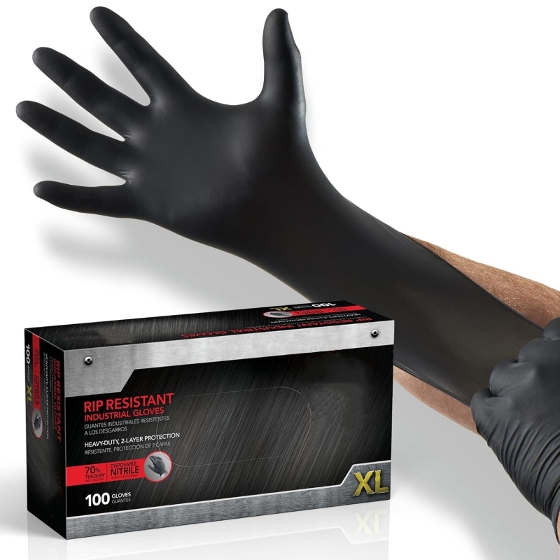100 個黒ニトリル手袋使い捨てラテックスフリー産業安全作業 - Nitrile Mechanic Glove のレビューと価格